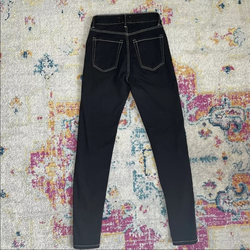 Bershka Black Contrast Stitch Skinny High Jeans - Picture 3 of 4